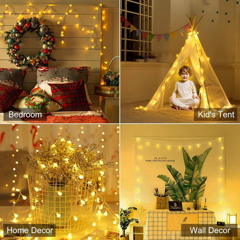 33 100 8 Minetom Globe String Lights - Plug in ft LED Crystal Globe Fairy Lights with Lighting Modes and Remote