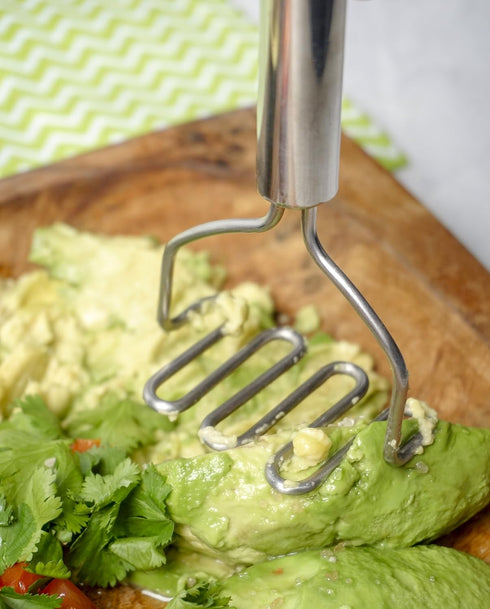 RSVP International Endurance Kitchen Tool Collection, Handheld Potato & Avocado Masher, Stainless Steel