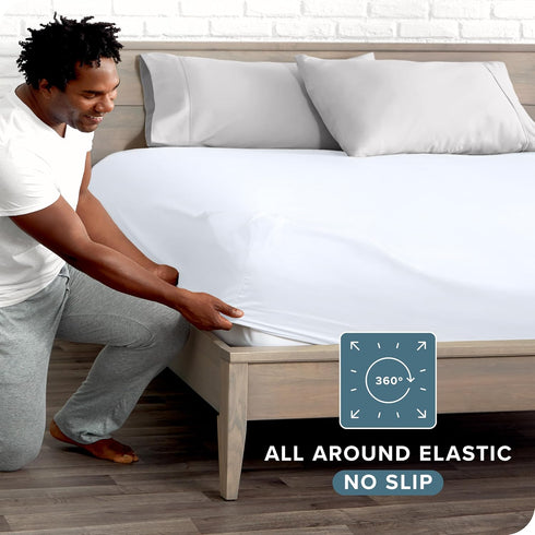 Bare Home Full Size Fitted Bottom Sheet - Premium 1800 Microfiber - Ultra-Soft Hotel Luxury - Deep Pocket - White