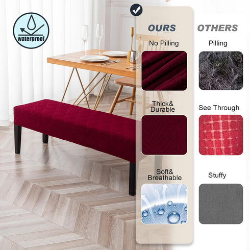 Waterproof Dining Room Bench Covers, Stretch Jacquard Bench Seat Protector Cover, Rectangular Bench Cover for bedrooms