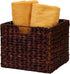Household Essentials Wicker Open Storage Bin, Dark Brown for Shelves