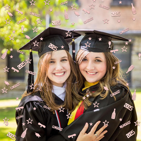Konsait 2025 Rose Gold Graduation Confetti, 2 Oz/1700+ Pieces for Birthday & Graduation Party Decor