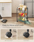 SONGMICS 3-Tier Metal Rolling Cart with Baskets, Lockable Utility Trolley on Wheels for Kitchen Bathroom Closet, Black