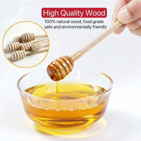 CINBILCORN 4 Sticks,6.3 Inches Pcs Wooden Honey Dipper Honey Comb Stick Honey Spoon Honey Wand for Honey Collecting