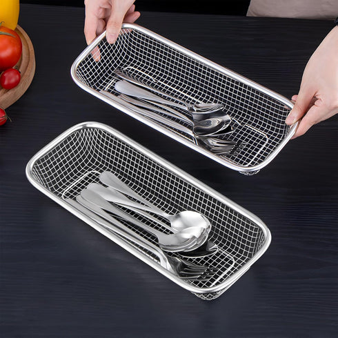 Utensil Drying Rack, 2 Pack Stainless Steel Holder, Compact Dish Rack for Kitchen Counter, Silverware Basket Organizer