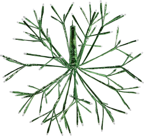 Alpine Corporation 16"H Indoor Holiday 3D Snowflake Ornament - LED Lights, Green Christmas Decoration