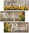 Nuanchu 3 Pcs Sunflower Wall Decor Art Signs, Thankful Grateful Blessed Wooden Hanging Plaques for Home