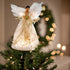 Kurt Adler Lighted Christmas Tree Treetop - 10-Lights, African American Angel, Ivory & Gold, 12in