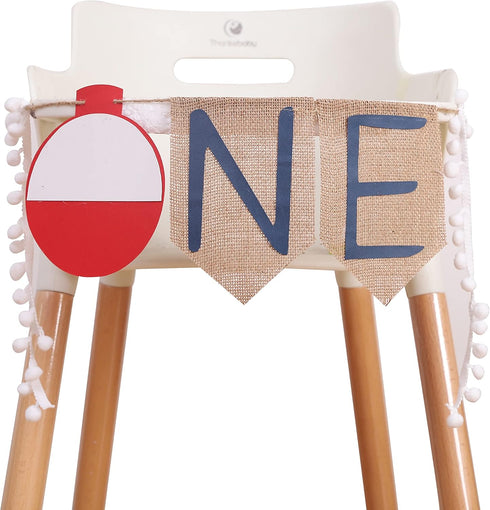 Ofishally One First Birthday Burlap Highchair Banner - The Big One Party Decoration for Fishing Themed Decorations
