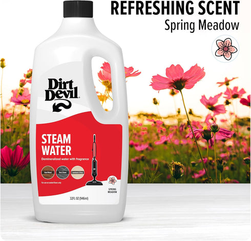 32 oz., Dirt Devil Steam Water Hard Floor Cleaner, Spring Meadow Scent, Natural Hard Floor Demineralized Water Cleaner