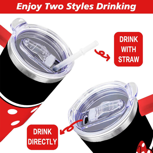 Cartoon Mouse Tumbler 40 Oz, Stainless Steel Insulated Travel Coffee Mug with Lid and Straw, Bowknot - Birthday,