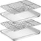 Wildone Baking Sheet with Rack Set, 10 x 8 x 1 Inch - Stainless Steel Cookie Sheet with 2 Racks, Non Toxic & Easy Clean