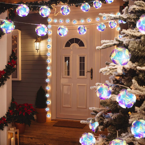20 10ft AceList LED Globe Disco Ball Mirror String Lights, USB&Battery Powered Fairy Lights, Eid Ramadan Decoration