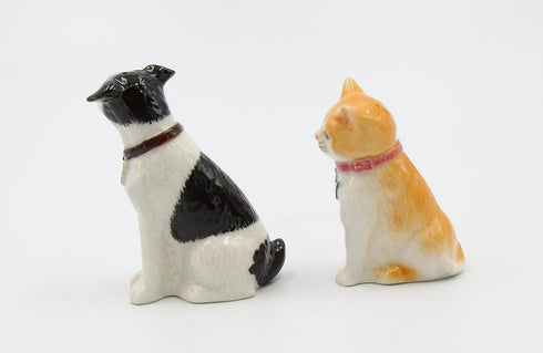 Fine Porcelain Dog and Cat Salt and Pepper Shakers Set, 3-3/8" H - 20781