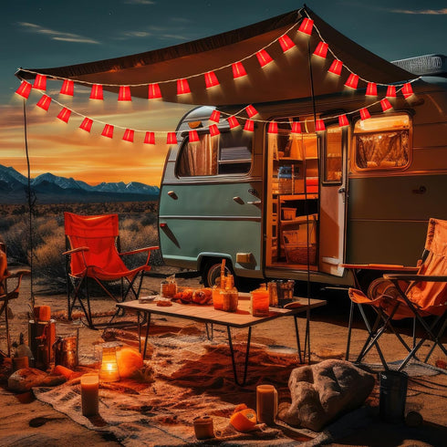 2 Pack 16.4FT 30 Hiboom LED Red Cup String Lights, Trailer Park Party Decorations, Battery Operated Mini Shot Cups