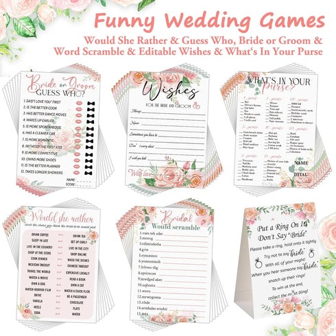 331 5 Sets (50 1 60 20 Sosation Pcs Bridal Shower Games Supplies, Cards Each) Wedding Games Cards, Put a Ring on It