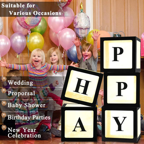 5 78 5 Ledido Transparent Balloon Boxes, Clear Balloon Boxes with Pcs String Lights and Letters for Baby Shower Gender