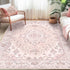 5'x7' RELEANY Area Rugs Washable Non-Slip, Floral Vintage Distress Print Pattern Medallion Carpet for Living Room