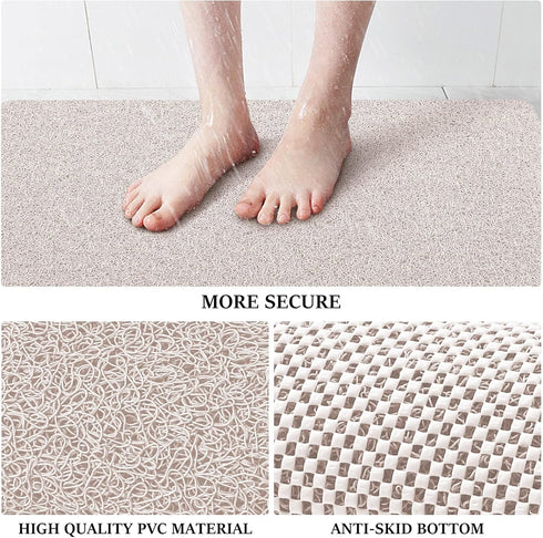 Mat,24x16 inch, LuxStep Shower Mat Bathtub Non-Slip Bath Mat with Drain, Quick Drying PVC Loofah Bathmat