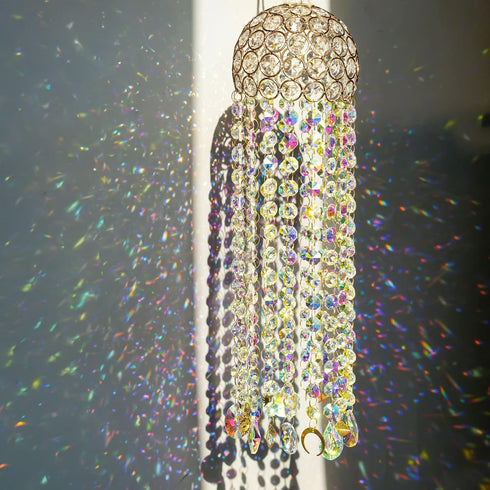 16.7" Chandelier Wind Chimes Crystal Suncatcher Window Hanging Sun Catchers AB Color