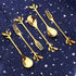 16 Pcs Stainless Steel Gold Leaf Coffee Spoon, Appetizer Fork - 4.7" Creative Tableware Dessert Spoons, Stirring,