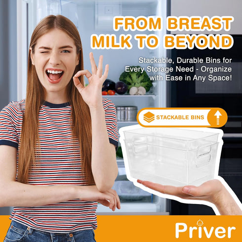 2 pack 5.2 9.3" 4.2" Priver - Breast Milk Freezer Storage Containers, - Breastfeeding Essential in Organization