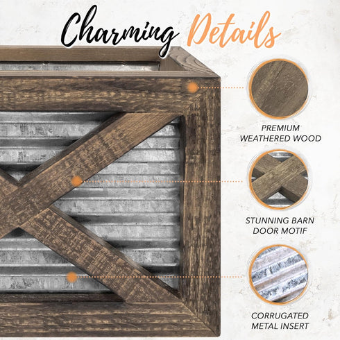 Autumn Alley Wooden Napkin Holder - Classic Barn Door Design with Galvanized Metal - Rustic Farmhouse Kitchen Décor