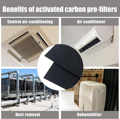 Activated Charcoal Hepa AC Vent Filter Replacement - Carbon Fabric Filter 16" x 48" x 0.12"