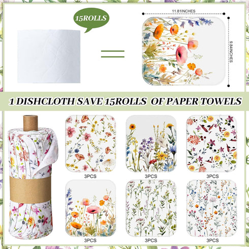 Noveread 18 Pack 9.84x11.81in Reusable Cleaning Cloths Washable Cotton Kitchen Dish Towels for Home Party Supplies