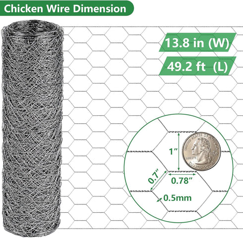 13.8 49 ROADPLUM in x ft Chicken Wire Fencing, Rustproof Galvanized Iron Chicken Wire Mesh for Pet Rabbit, Floral
