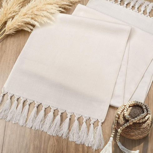 72 inches Country (15x72 inch) yuboo Beige Boho Table Runner Long, Spring Rustic Farmhouse Dresser Runners Cover Top