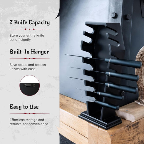 Gothic Kitchen Decor Coffin Knife Holder, 14 Magnets for 7 Knives, Halloween Knife Holder for Goth Kitchen