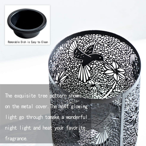 ASAWASA Metal Plug-in Wax Warmer with Silicone Liner, Electric Wax Burner Melter Night Lamp for Home Decor, Hummingbird