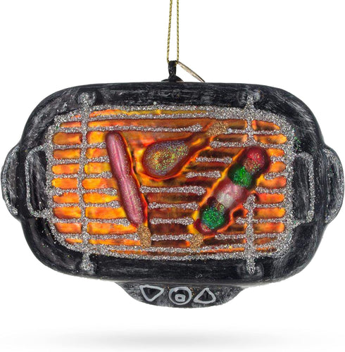 BBQ Barbecue Grill Cookout Blown Glass Christmas Ornament
