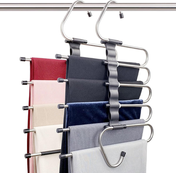 Magic Pants Hangers Space Saving - 2 Pack for Closet, Multifunctional Rack Organizer for Trousers, Scarves, Slack