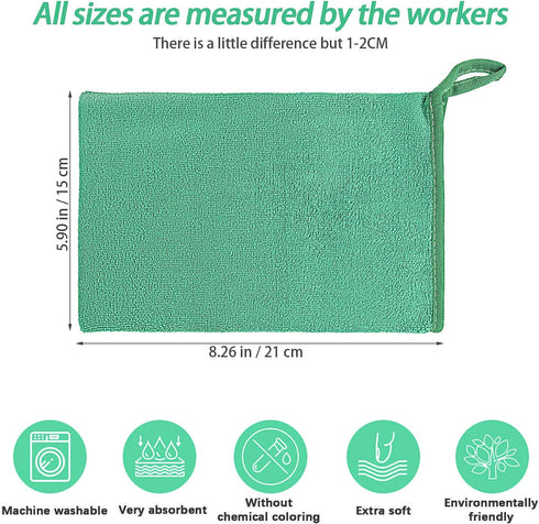 PHOGARY 5 Pack 6"x8" Microfiber Face Cloths, Fast Drying Bath Mitts Washcloth, Super Absorbent Soft Lightweight Towel