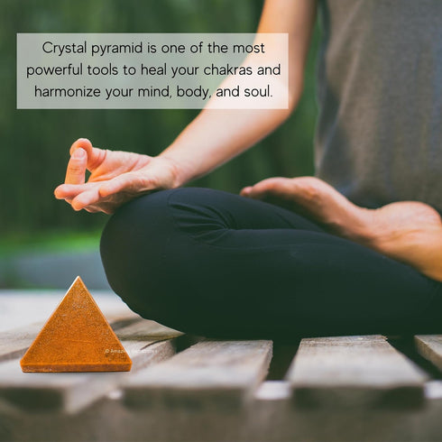 Yellow Jasper Pyramid Crystal Healing Stones, 1.5" Natural Stone Figurine for Meditation, Reiki, Chakra Balancing