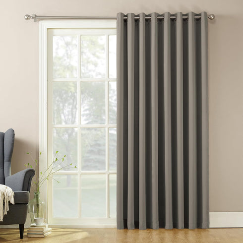 Sun Zero Barrow Energy Efficient Grommet Sliding Patio Door Curtain Panel, 100" x 84", Gray