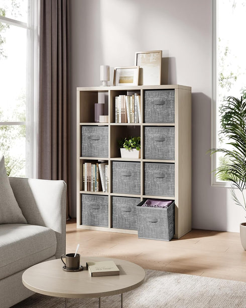 SONGMICS 13-Inch Storage Cubes, Set of 8 Non-Woven Fabric Bins, Closet Organizers for Shelves, Cattail Gray UROB833G01