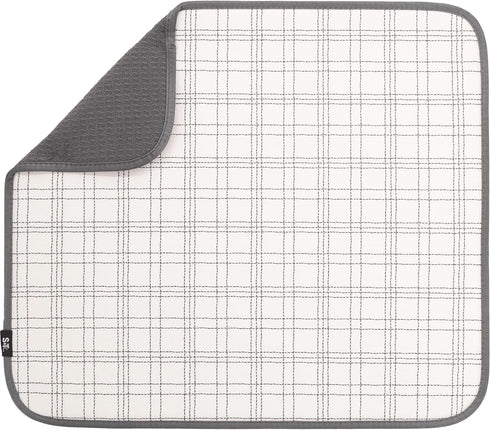 S&T INC. Dish Drying Mat, Highly Absorbent Microfiber Kitchen Counter Pad for Dishes, Utensils, Pots and Pans, Large