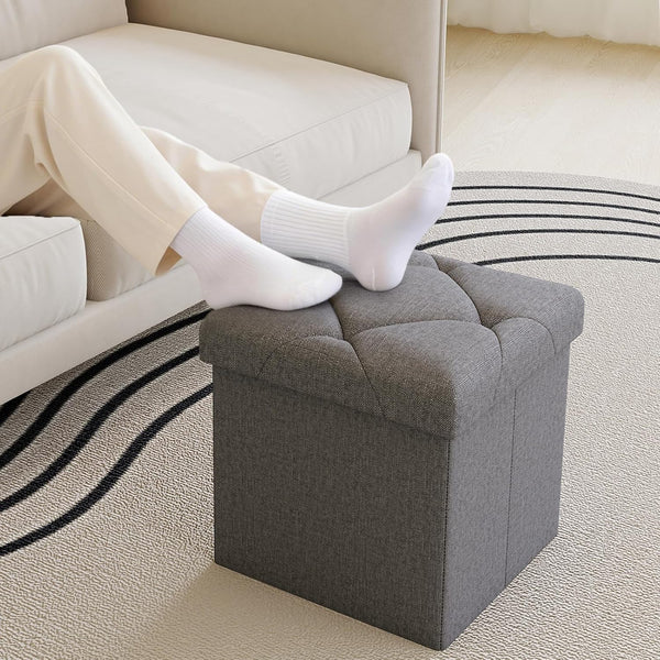 SAMRELAX 15 Inches Ottoman with Storage, Folding Storage Ottoman Bench Set, Storage Chest