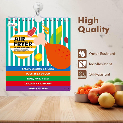 Air Fryer Cooking Guide Booklet with 72 Removable Blank Labels: Magnetic Air Fryer Cheat Sheet