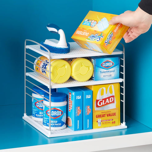 YouCopia UpSpace Cabinet Box Organizer - Adjustable Kitchen and Pantry Shelf for Plastic Wrap and Foil Storage, Extra