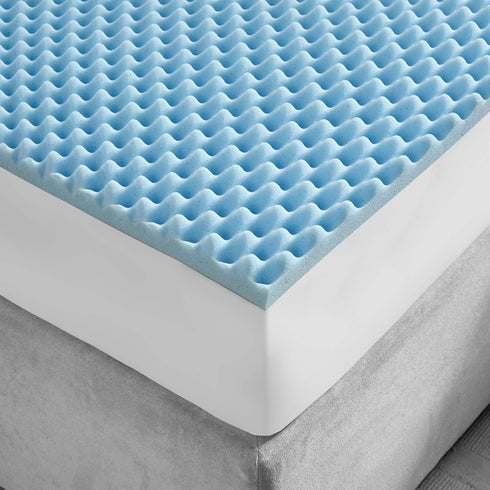 Sleep Philosophy Gel Infused Memory Foam Mattress Topper - Luxurious Queen Size, 1.5" Thick, Enhanced Bed Support, Blue