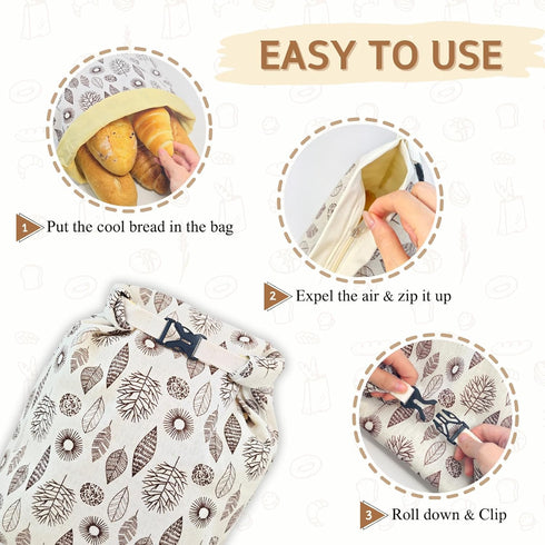 2 Pack 13x17'' Beeswax Bread Bags for Homemade Bread with Zipper, Large Reusable Beeswax Sourdough Bread Storage Bag