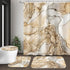 4PCS Sets Sets Set Beige Marble Bathroom with Shower Curtain and Rugs, Abstract Shower Curtain with Rugs for Bathroom