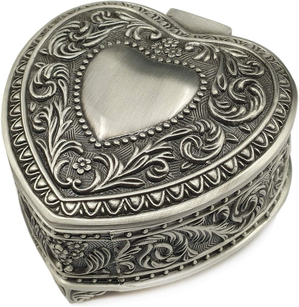 Emboss Alloy Metal Music Box, Wind Up Golden Movement for Christmas/Birthday/Valentine's Day (Heart Shaped)