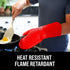 Ultra Heat Resistant BPA-Free Silicone Oven Mitts up to 500°F - Canyon Red Long Pot Holders with Cotton Liner 13.7
