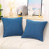 decorUhome Set of 2 Decorative Outdoor Throw Pillow Covers, 20x20 Square Linen Rustic Farmhouse Dark Blue