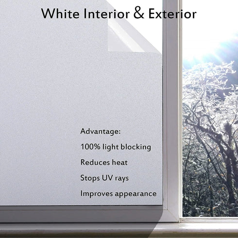 Blackout Window Films: 100% Light Blocking Window Cover for Bedroom, Opaque Static Cling Privacy Film, 78.7"x17.7"